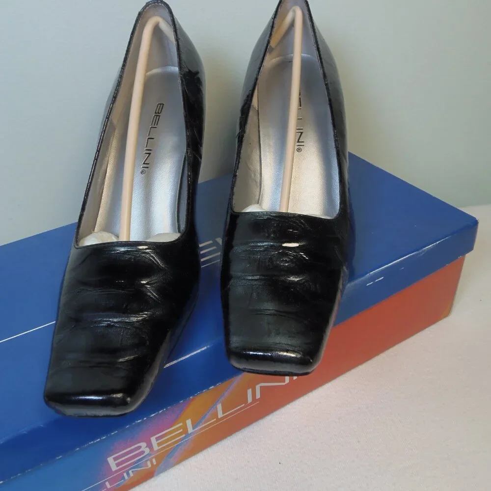 Bellini Rhonda‎ Women's 7M Faux Croc Black Gray Sleek Pump BossBabe Powerhouse